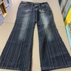 Crest Striped Wide-Leg Jeans in Indigo Blue